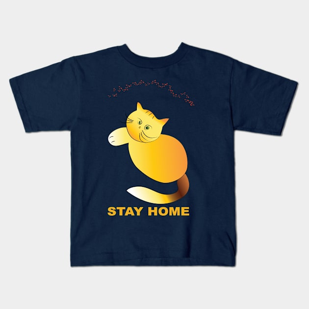 Stay home cute cat. Kids T-Shirt by Vivid Art Design